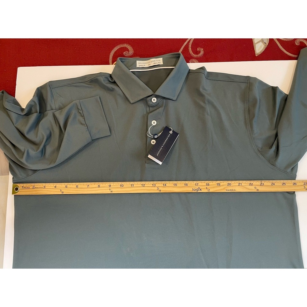 NEW Holderness & Bourne Abbott Polo Shirt Mens XXL Ivy Gray Long Sleeve Golf - Picture 7 of 9
